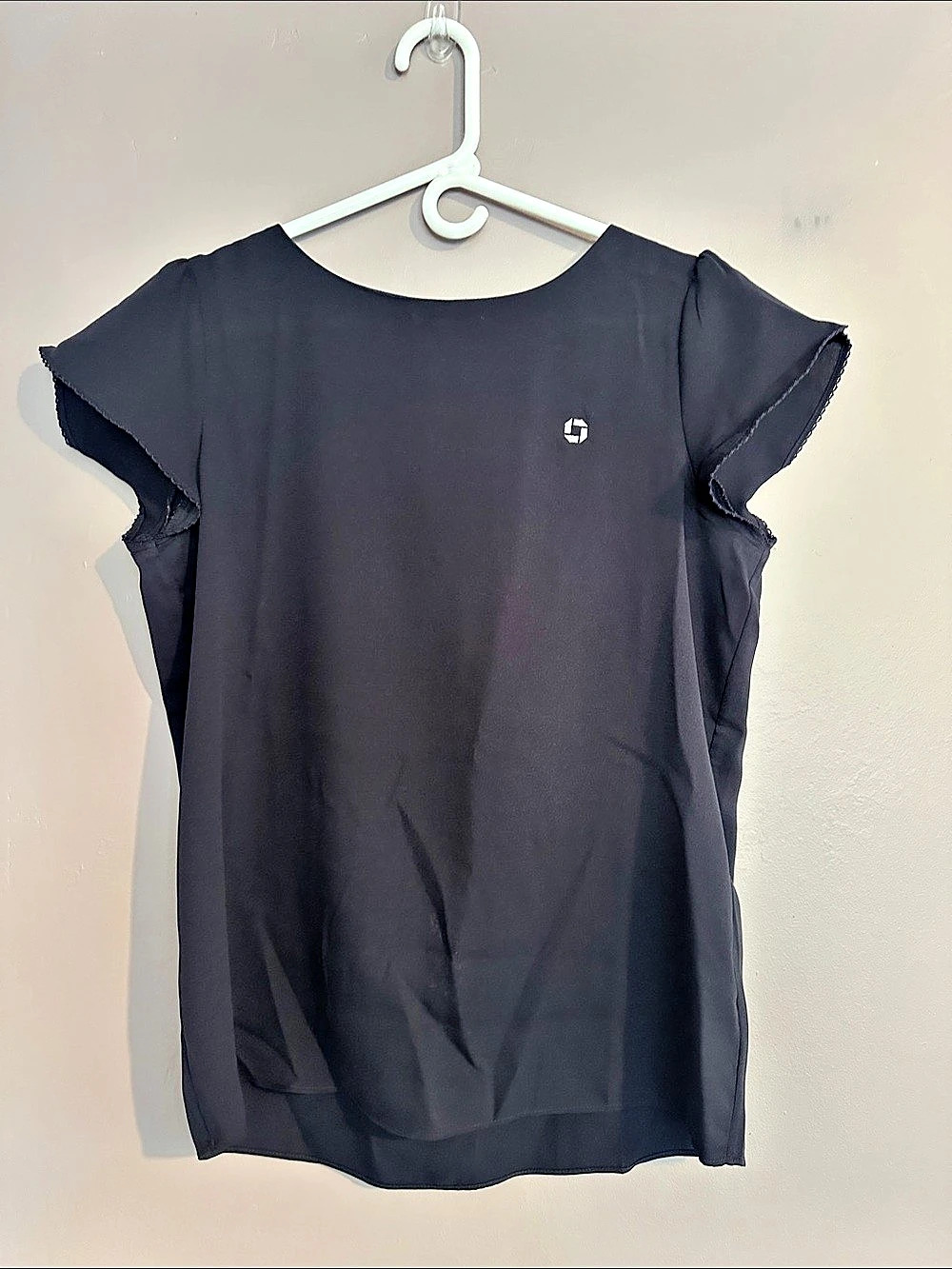 Chase Lands End Flutter Sleeve Navy Blouse Like New